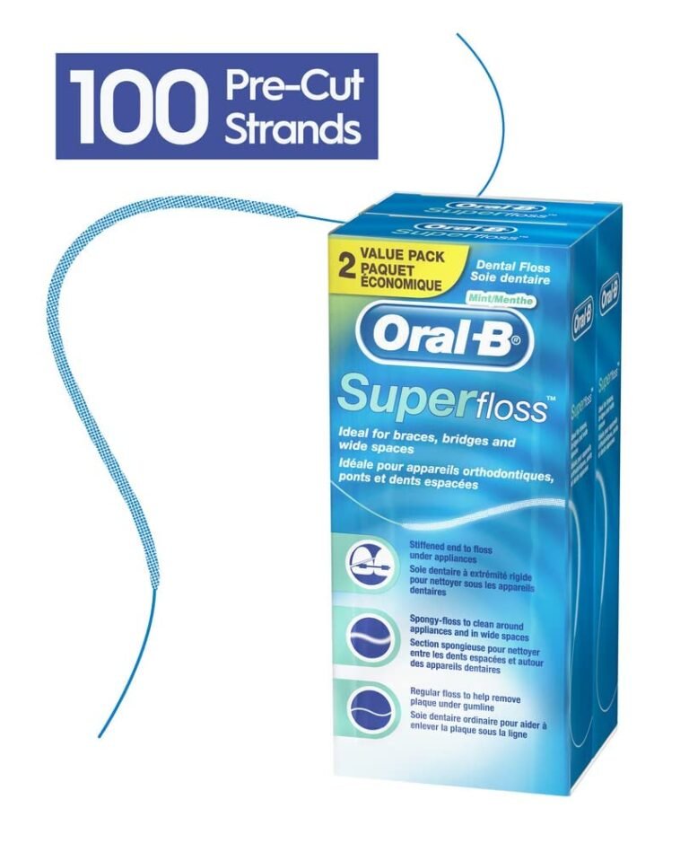 Oral-B Hilo dental para aparatos ortopédicos, hebras precortadas súper hilo, menta, 50 unidades, paquete de 2